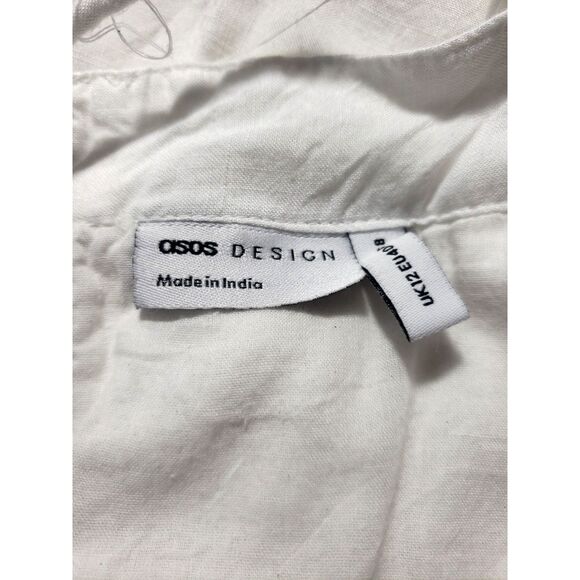 ASOS Designs White Spaghetti Strap Pockets Lined Jumpsuit Size 8 - Picture 2 of 8